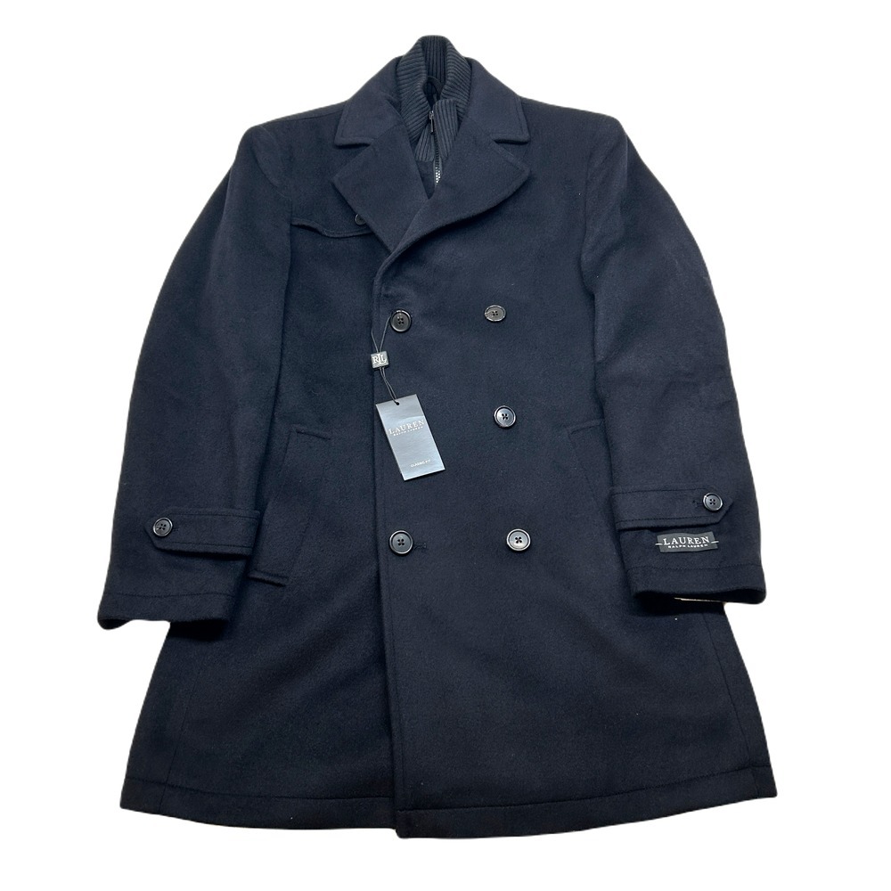 Lauren‎ Ralph Lauren Double-Breasted Overcoat Mens 36R Small Blue w/Bib $495 NEW